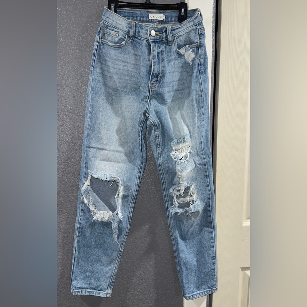 Cello Women’s Relaxed Distressed Blue Jeans